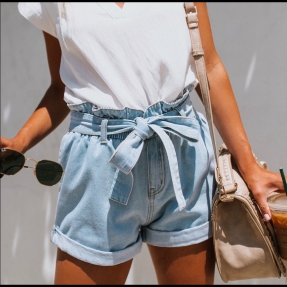 Wishlist Pants - Wishlist paper bag shorts light wash